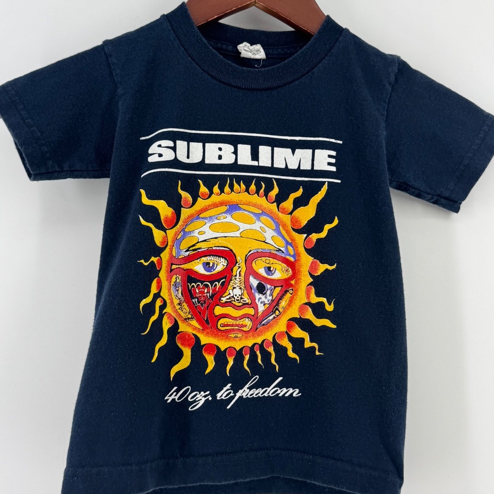 Sublime 40oz to Freedom Sun Graphic Band T-Shirt Pro Club Black Kids‎ Small S